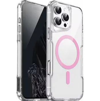 Pouzdro na mobilní telefon MagSafe prémiový průhledný kryt z tvrdého silikonu pro iPhone 15 Pro Max Barva: Růžová
