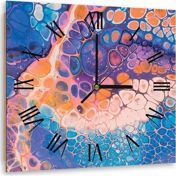 Hodiny Moderní dřevěné HODINY nástěnné s OBRAZEM 80x80 cm