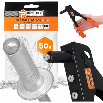 Nýt RUČNÍ Nýtovačka 2,4-4,8 mm + 50x TRHACÍCH Nýtů 4x16 mm Hliníkové Pozink N 9T