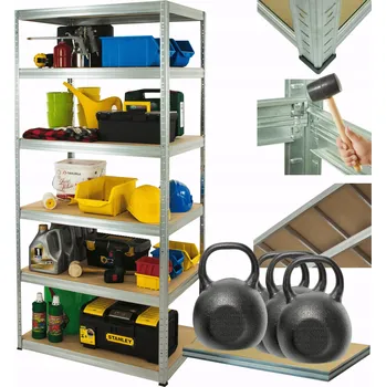 Dílenský regál Skladový regál pozink kovový regál do garáže HELIOS 196x110x35 6 polic, nosnost 400 kg na polici