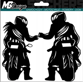 Samolepicí dekorace na vozidlo NÁLEPKA na auto MOTORKÁŘI PÁR VÁŠEŇ 15x13 cm