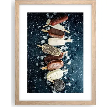 Obraz Obraz plakát v rámu světlý dub do obýváku 30x40 zmrzlina foto plakáty na zeď