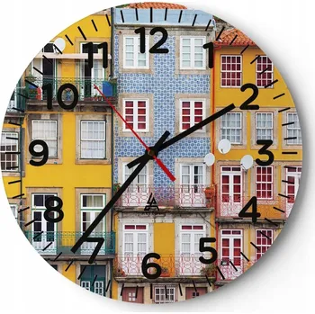 Hodiny Kuchyňské nástěnné hodiny 30x30 Město Moderní skleněné hodiny do obýváku Tiché