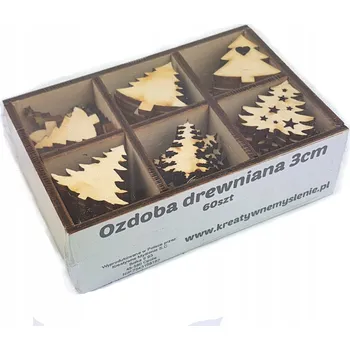 Vánoční dekorace VÁNOČNÍ OZDOBY SADA Stromeček Stromečky 60ks 3cm