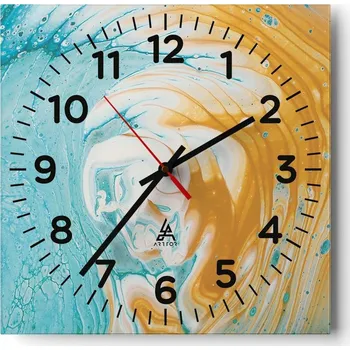 Hodiny Kuchyňské nástěnné hodiny 30x30 Abstrakce Skleněné hodiny do obýváku Moderní Tiché