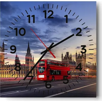 Hodiny Kuchyňské nástěnné hodiny 30x30 Město Skleněné hodiny do obýváku Moderní Tiché