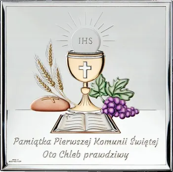 Obraz Stříbrný obrázek k prvnímu svatému přijímání, památka na první přijímání, 8x8 cm