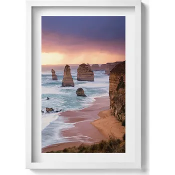 Obraz Elegantní obraz v bílém rámu Krajina s přímořským útesem 40x60 cm