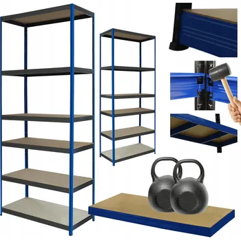 Dílenský regál Kovový regál do skladu HELIOS 213x75x45cm 6 polic, nosnost 275kg/police - ROBUSTNÍ