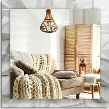 Zrcadlo Dekorativní zrcadlo s potiskem Abstraktní geometrické tvary 60x60 cm