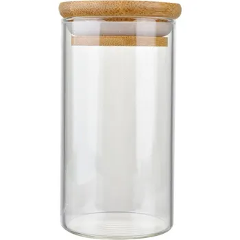 Dóza na potraviny Skleněná nádoba s bambusovým víčkem Egbert S – 5x11 cm