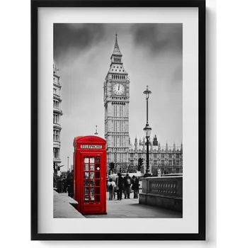 Obraz Nástěnný obraz dekorace interiéru Big Ben a červená telefonní budka v Anglii 50x70 cm