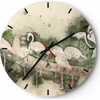 Hodiny Velké nástěnné hodiny 40x40 cm Ptáci Skleněné hodiny Kulatý Tiché