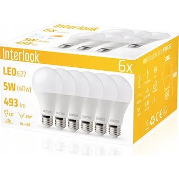 Žárovka SADA 6x LED žárovka E27 5W CCD 493lm (odpovídá 40W)