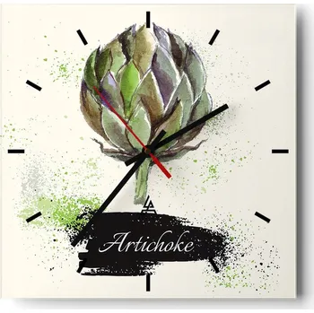 Hodiny Nástěnné hodiny do kuchyně 30x30 Karczoch Stylové hodiny na skle Loft Tiché