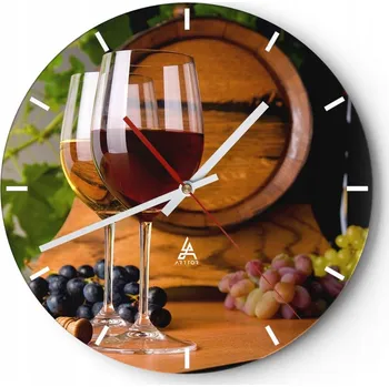 Hodiny Velké nástěnné hodiny 40x40 Sud Víno Skleněné hodiny Kulatý Tiché