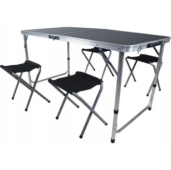 Turistický stůl s černými židlemi Linder Exclusiv 60x120x70 cm kempingový