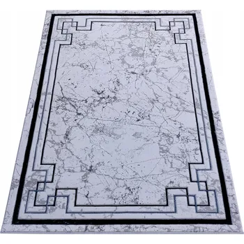 Koberec KOBEREC 120x180 KRÉMOVÝ SE ŠEDOU A TMAVĚ MODROU DO OBÝVACÍHO POKOJE LOŽNICE MODERNÍ