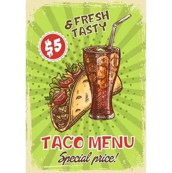 Obraz Cedule Restaurant Menu 4 - Taco