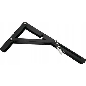 Úhloměr SKLÁDACÍ ÚHELNÍK / KONZOLA POD POLICI 200 mm, NOSNOST 30 kg, ČERNÁ - SKLÁDACÍ POLICE