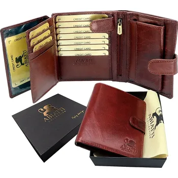 Peněženka Abiatti pánská peněženka z hnědé lícové kůže - muž Hnědá