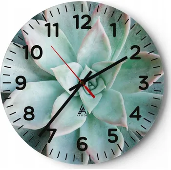 Hodiny Nástěnné hodiny do obýváku 40x40 Květ Kulatý Skleněné hodiny Loft Tiché