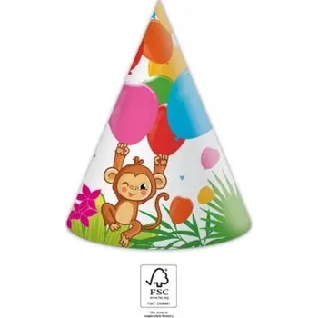 Balónek Narozeninové čepičky Zvířátka Safari Zoo 6 Ks