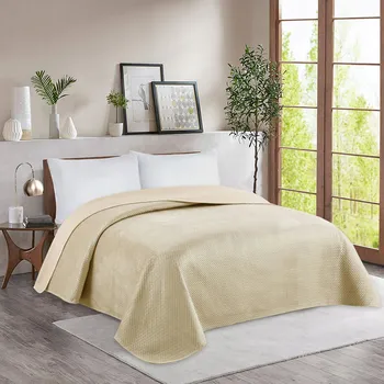 Přehoz na lůžko Přehoz na postel Mesa velur 170 cm x 210 cm béžový