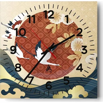 Hodiny Nástěnné hodiny do obýváku 40x40 Volavka Tiché hodiny na skle Bez hlučnosti