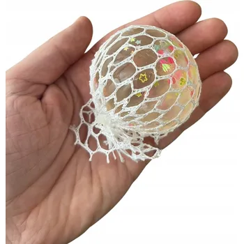 POP IT Senzorická antistresová gelová MAČKACÍ HRAČKA ze síťoviny, hvězdičky a srdíčka SRDÍČKA měkká