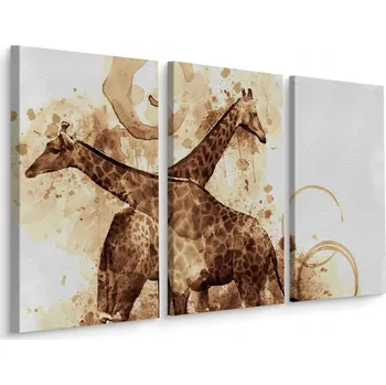 Obraz Obraz Triptych ŽIRAFY Zvířata Malba 3D 60x40