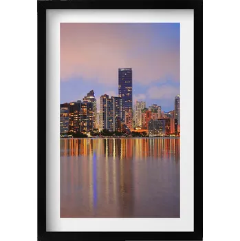 Obraz Dekorativní nástěnný obraz v rámu do obýváku Panorama města nad vodou 40x60 cm