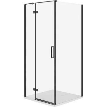 CERSANIT JOTA sprchový kout levý černý 80x80 se sprchovou vaničkou TAKO slim bílý S601-173