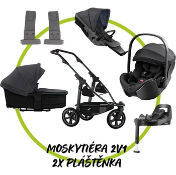 Kočárek TFK - Trends for Kids Akční set TFK Mono 3 frame - air wheel + Hluboká korba kombi Premium + sportovní sezení premium + 2x Pláštěnka + Moskytiéra 2v1 + adaptéry na autosedačku + autosedačka Britax Romer BabySafe PRO + isofix base