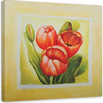 Obraz OBRAZ NA PLÁTNĚ Červené Tulipány květy 30x30