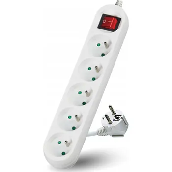 Napájecí kabel Prodlužovací Kabel přívod s lištou Elektrosalon 3 m 5 ks zásuvek bílý