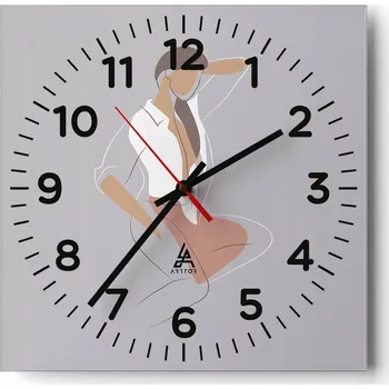 Hodiny Kuchyňské nástěnné hodiny 30x30 Žena Skleněné hodiny do obýváku Moderní Tiché