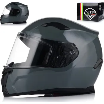 Helma na motorku MOTOCYKLOVÁ PŘILBA | VITO DUOMO NARDO GREY | INTEGRÁLNÍ ŠEDÁ LESKLÁ