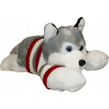 plyšák LEŽÍCÍ PES HASKI V SVETRU PLYŠÁK 55 CM E1734 EMAJ