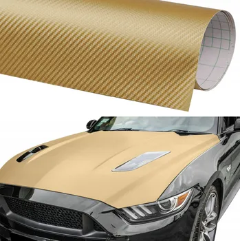 Tapeta FÓLIE CARBON 3D ZLATÁ MATNÁ SAMOLEPICÍ TAPETA 127x50cm