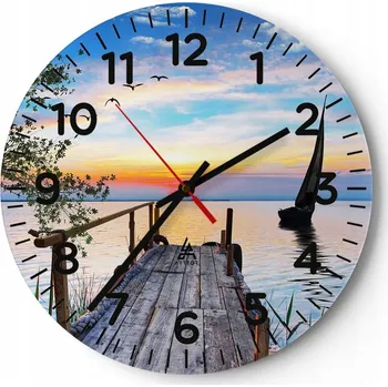 Hodiny Velké nástěnné hodiny 40x40 Krajina Skleněné hodiny Kulatý Tiché