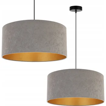 ZÁVĚSNÉ STROPNÍ SVÍTIDLO JEDNODUCHÝ LUSTR ŠEDO-ZLATÝ SE STÍNIDLEM GLAMOUR