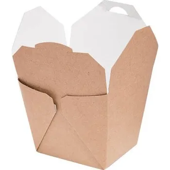 Jednorázové nádobí Kartonová krabička na nudle na eko kebab těstoviny 450ml 8x6,5x8,5cm, 50 Ks .
