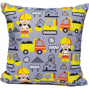Povlak na dekorativní polštářek Povlak na polštářek bagr sklápěčka autíčka šedý 40x40 bavlněný pro děti polštář