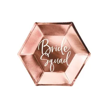 Party dekorace Talířky pro rozlučku se svobodou Party deco 23 cm růžové zlato 6 kusů