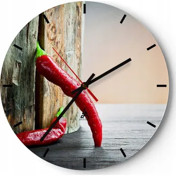 Hodiny Nástěnné hodiny do kuchyně 30x30 Paprika Skleněné hodiny do obýváku Loft Tiché