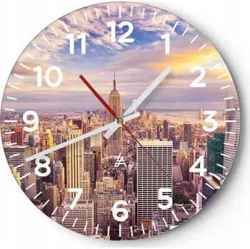 Hodiny Nástěnné hodiny do obýváku 40x40 Město Kulatý Hodiny na skle Loft Tiché