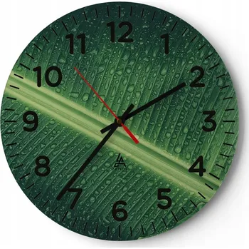 Hodiny Nástěnné hodiny do obýváku 40x40 Zelený list Skleněné hodiny Loft Tiché