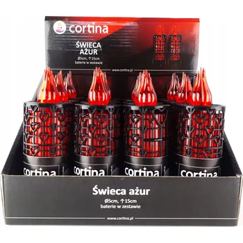 Svíčka 12x LED Dekorativní Svíčka Ažur Vložka Černo-Červená do hřbitovních svíček na Baterie