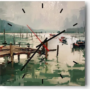 Hodiny Velké nástěnné hodiny 40x40 Krajina Skleněné hodiny Tiché